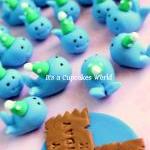 12 Fondant Whale Cupcake Toppers Party Hat / Spout..